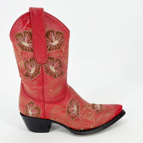 Old Gringo Women's 6.5 Sheridan Red Floral Embroidered Western Cowgirl Boots - Picture 2 of 10